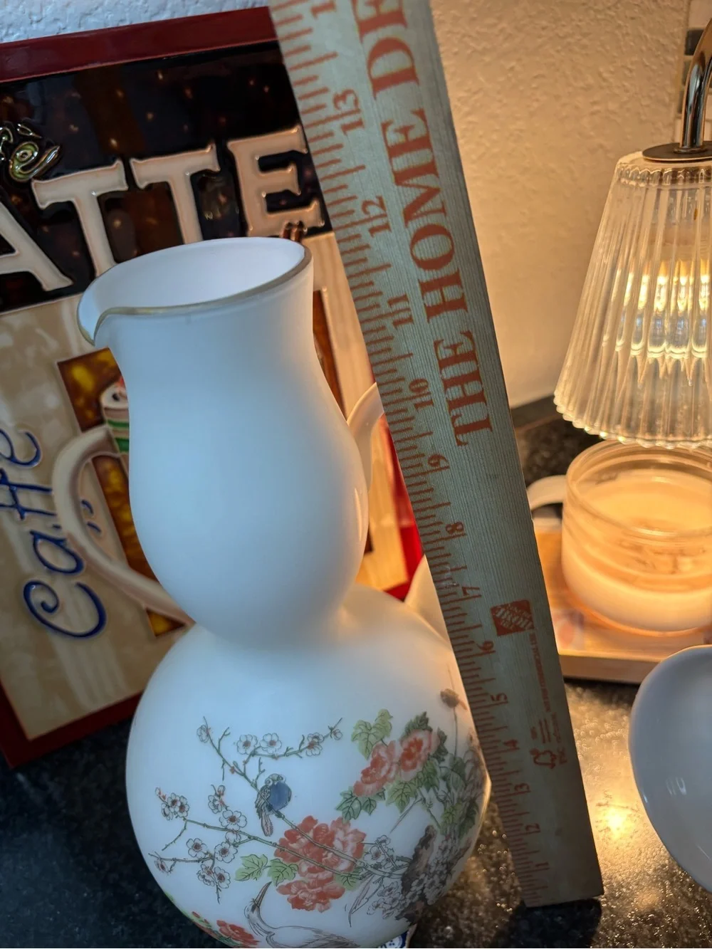 Classic Floral Porcelain Pitcher - White with Multicolor‎ Bouquet